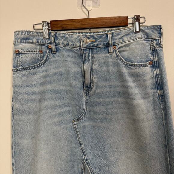 American Eagle Dreamy Drape Denim Maxi Skirt Sz 10 NWT Light Wash Low Rise Y2K - Picture 13 of 13